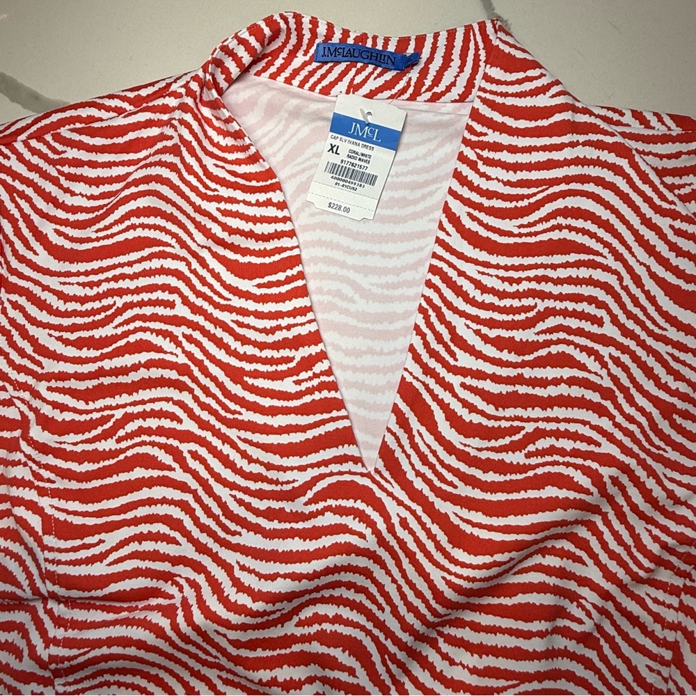 J. McLaughlin women's Ivana Shirt Dress Coral White sz XL NWT $228 resortwear - Picture 4 of 8